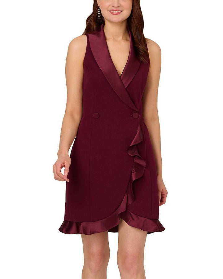 Adrianna Papell Women's Halter Tuxedo Crepe Dress MSRP $169
