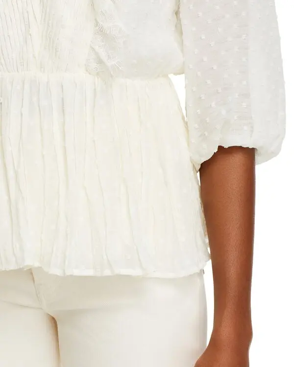 Koko + Mason Clip Dot Lace Trim Top MSRP $88