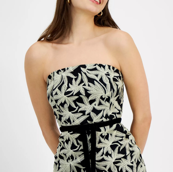 Sam Edelman Women's Embroidered Strapless Belted Dress MSRP $168