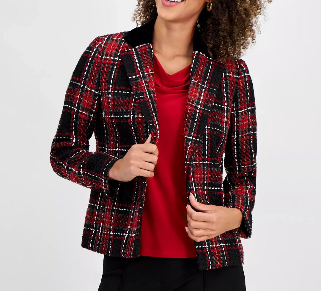Kasper Women's Plaid Tweed Blazer  MSRP $149
