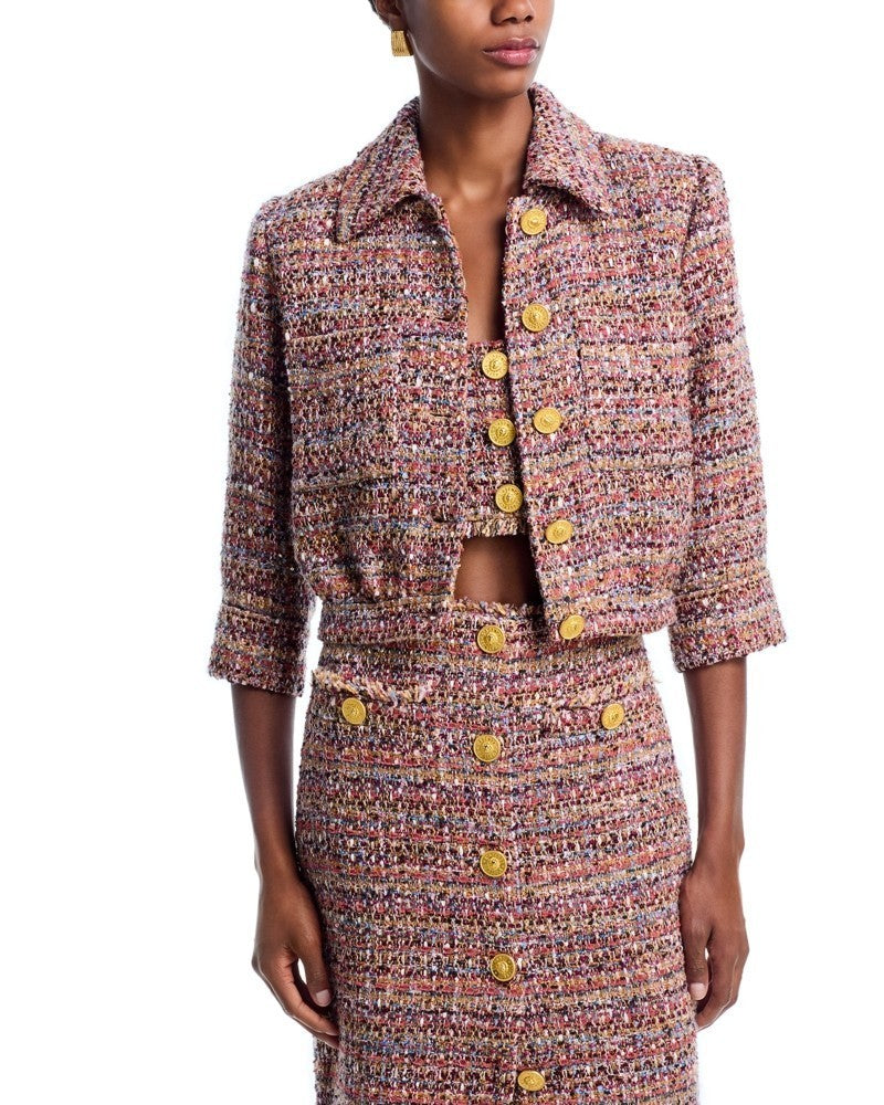 L'Agence Jia Tweed Crop Jacket MSRP $650