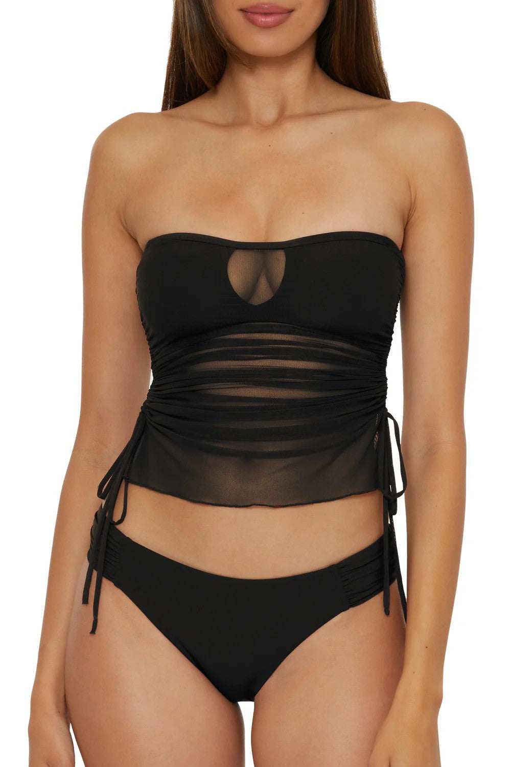 BECCA Muse Hadlee Bandeau Mesh Overlay Tankini Top  MSRP $88