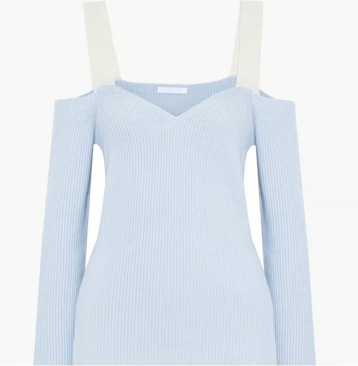Helmut Lang Womens Ribbed Solid V-Neck Sweater MSRP $425