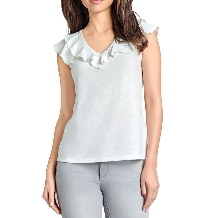 Jones New York Women's Ruffled V-Neck Top MSRP $59.50