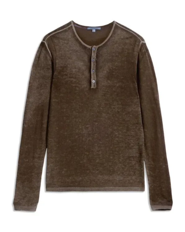 John Varvatos Christie Reversible Regular Fit Long Sleeve Silk Henley MSRP $448