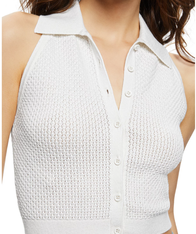 Alice and Olivia Miles Sleeveless Button Front Knit Top MSRP $295