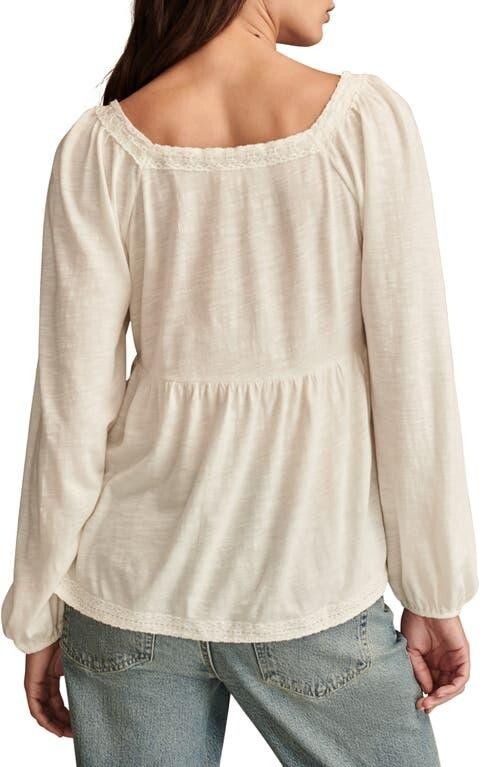 Lucky Brand Women's Lace-Trim Pintucked Knit Top MSRP $79 Size XS