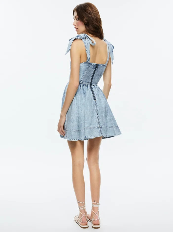 Alice and Olivia Amina Denim Dress MSRP $440
