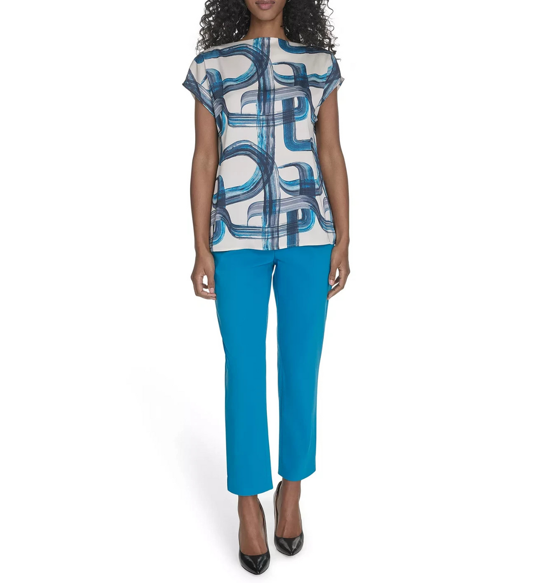 Calvin Klein Women's Printed Mock-Neck Top MSRP $59
