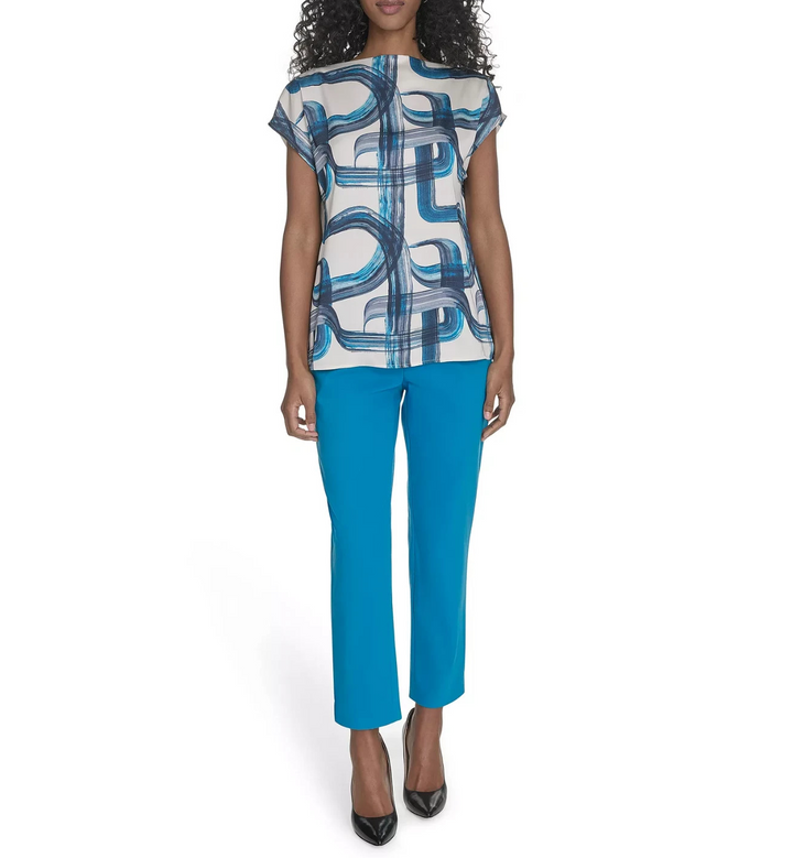 Calvin Klein Women's Printed Mock-Neck Top MSRP $59