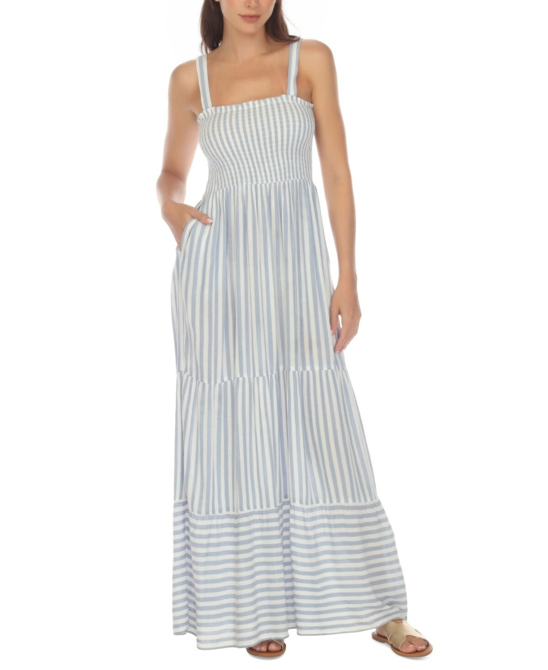 Raviya Tiered Striped Dress Cover-Up MSRP $54