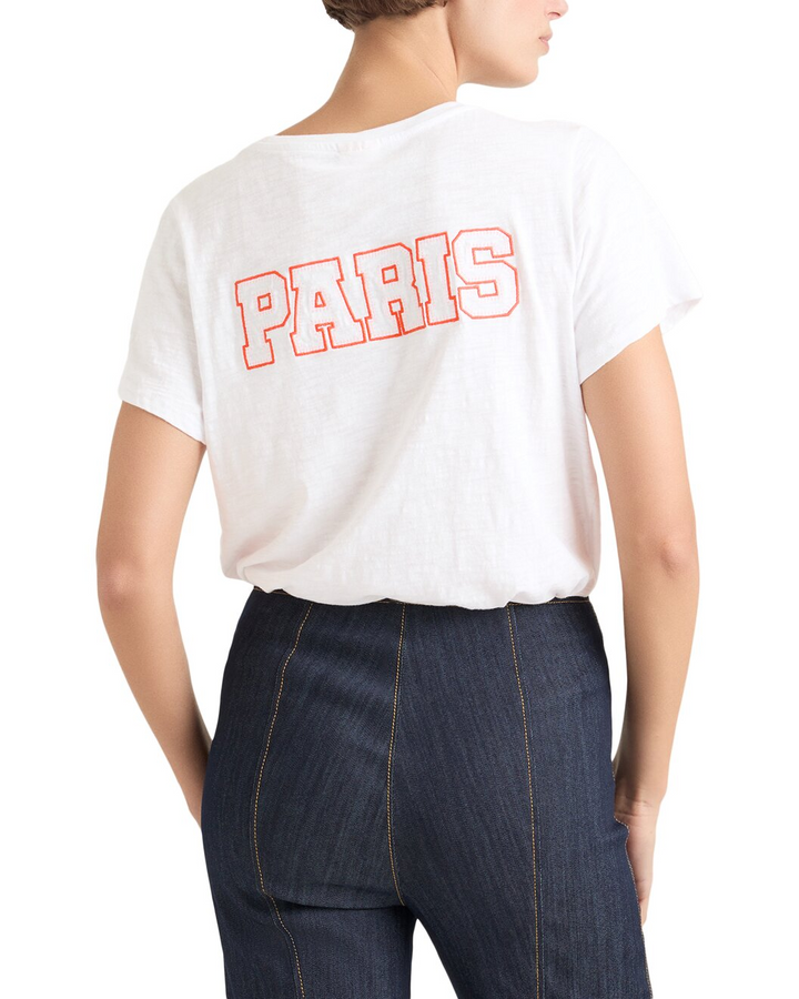 Cinq à Sept Chain-Stitch Paris New York T-Shirt MSRP $185