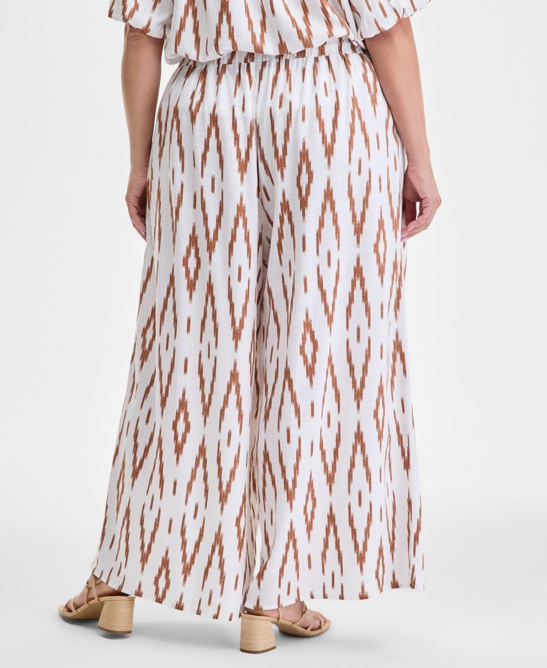 Vince Camuto Plus Size Printed Gathered Wide-Leg Pants MSRP 109
