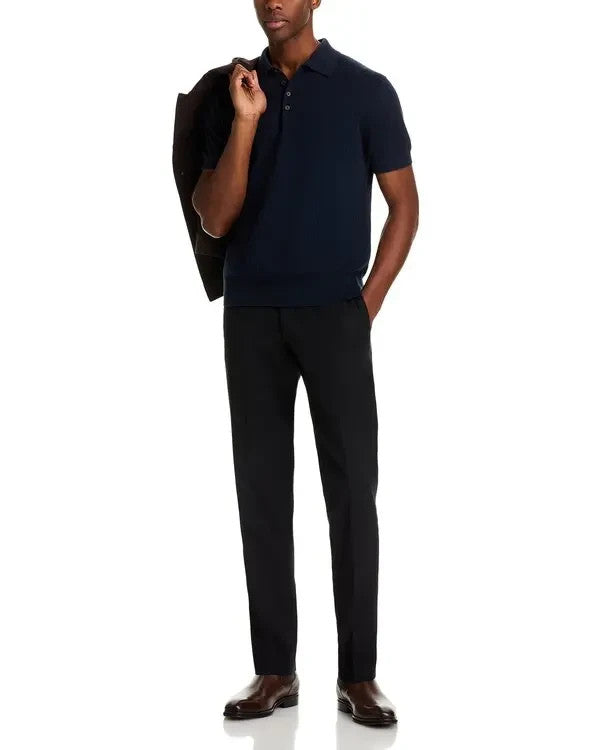 The Men's Store Pointelle Short Sleeve Sweater Polo MSRP $108