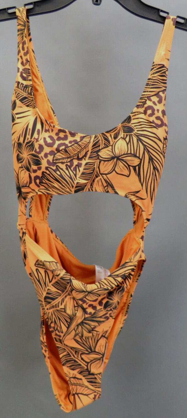 BCBGeneration Jungle Queen Printed Cut-Out 1-Pc Swimsuit $98 Size L # UB4 426 N