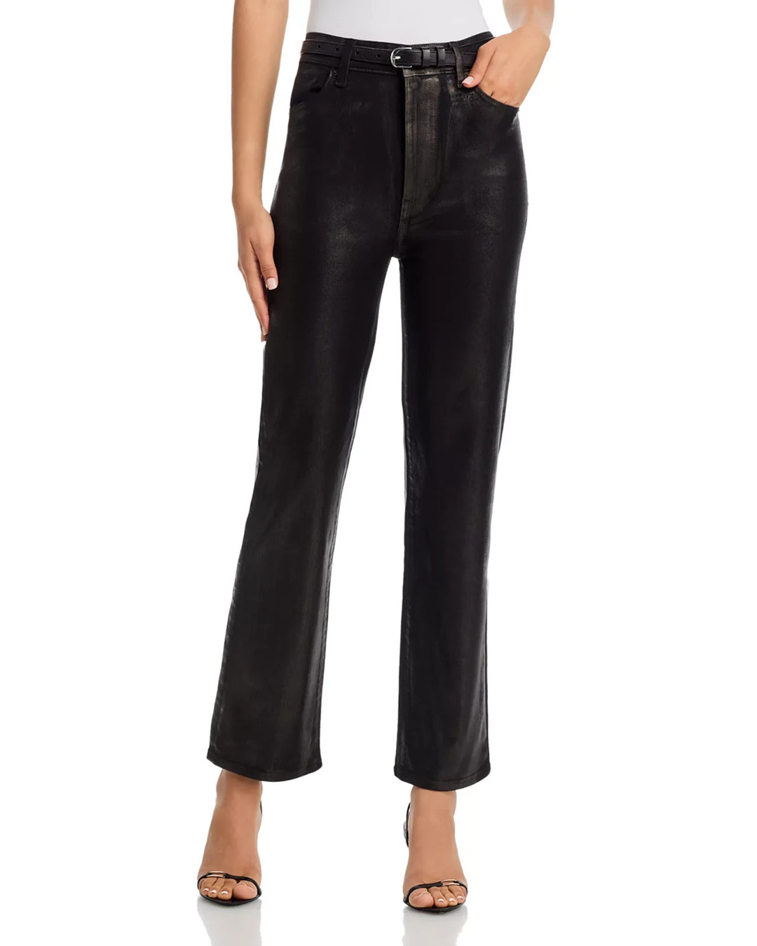 FRAME Le Sleek Coated High Rise Straight Jeans MSRP $298