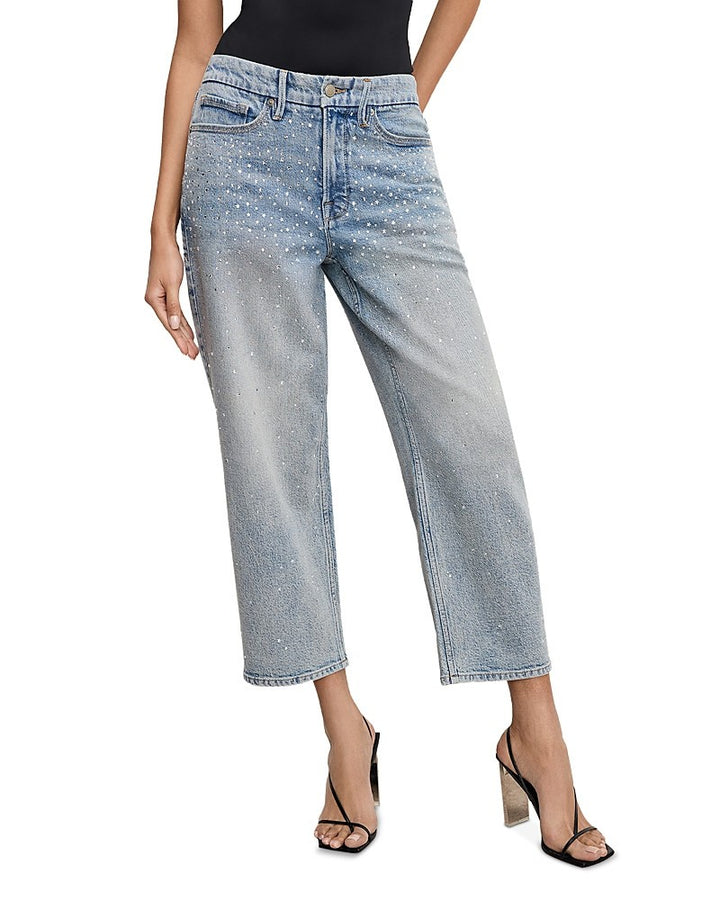 Good American Crystal Stars Good 90s Cropped Jeans MSRP $229