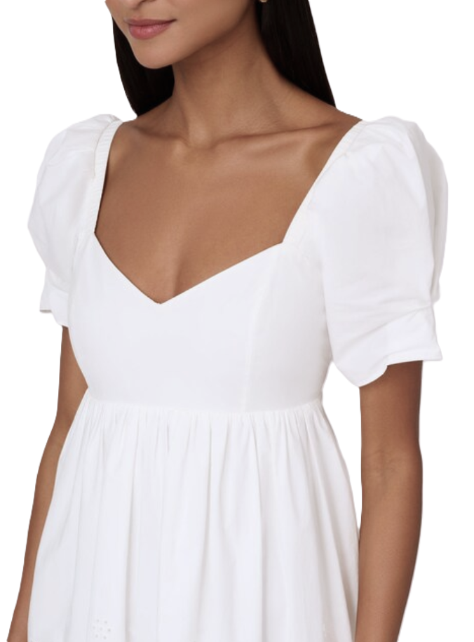 Adrianna by Adrianna Papell Cotton Eyelet Puff-Sleeve Dress MSRP $139
