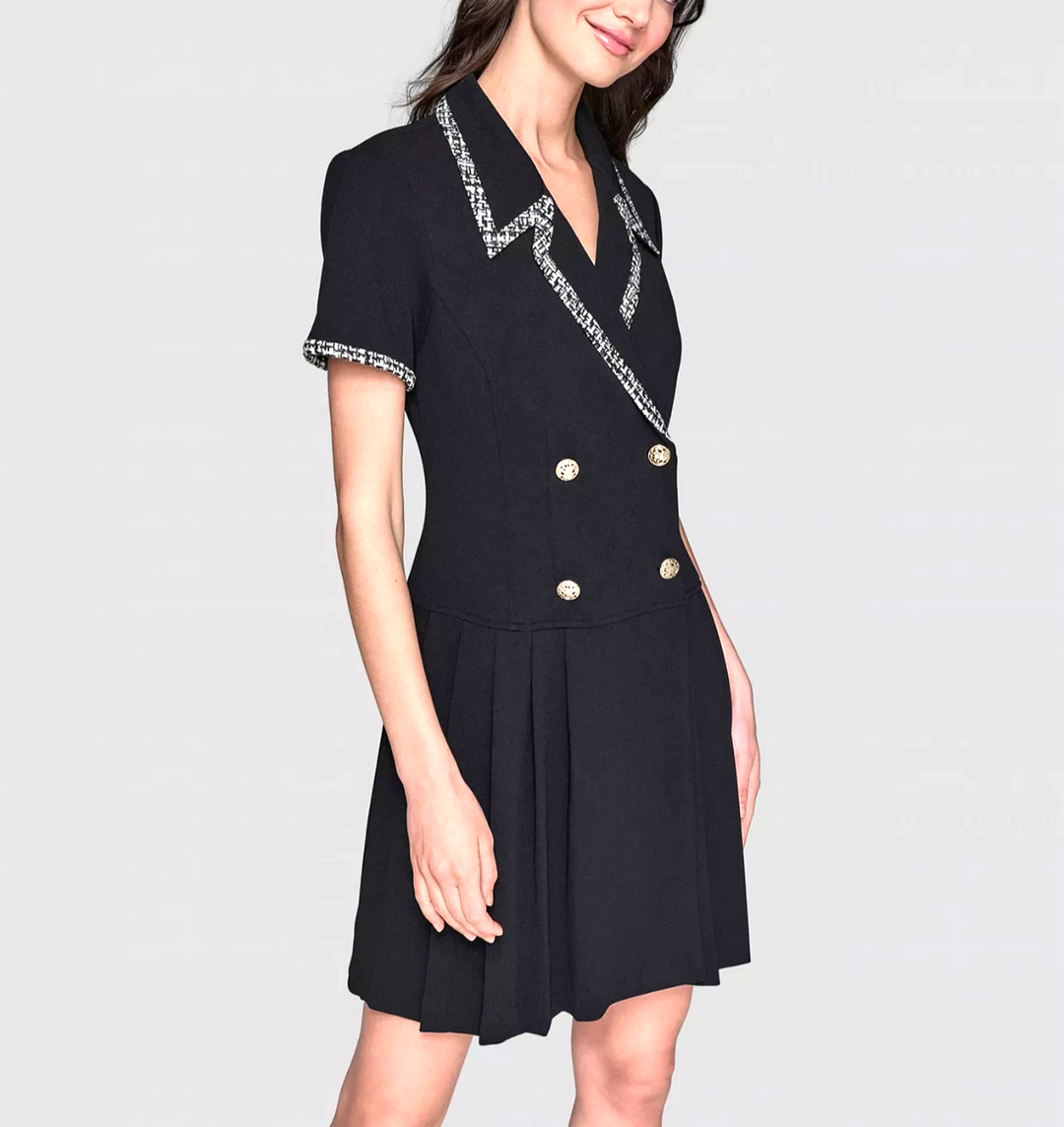 KARL LAGERFELD PARIS Textured-Trim Shirtdress MSRP $168