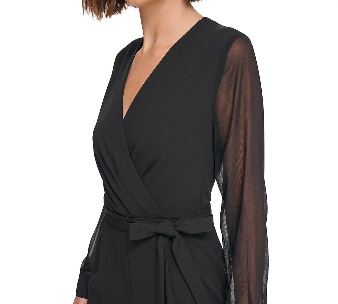 Tommy Hilfiger Long-Chiffon-Sleeve Scuba Crepe Jumpsuit MSRP $149