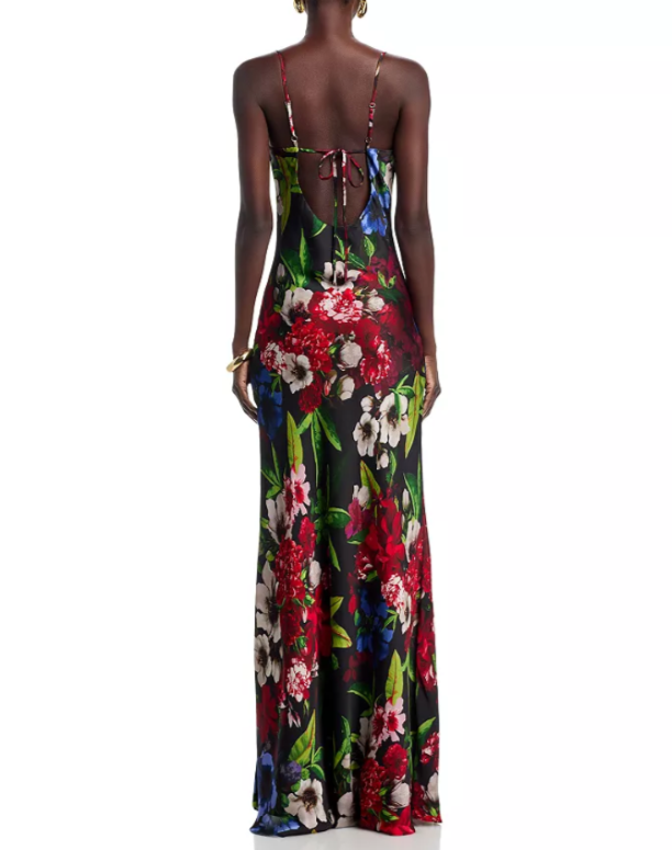 AQUA Printed Spaghetti Strap Slip Dress MSRP $278