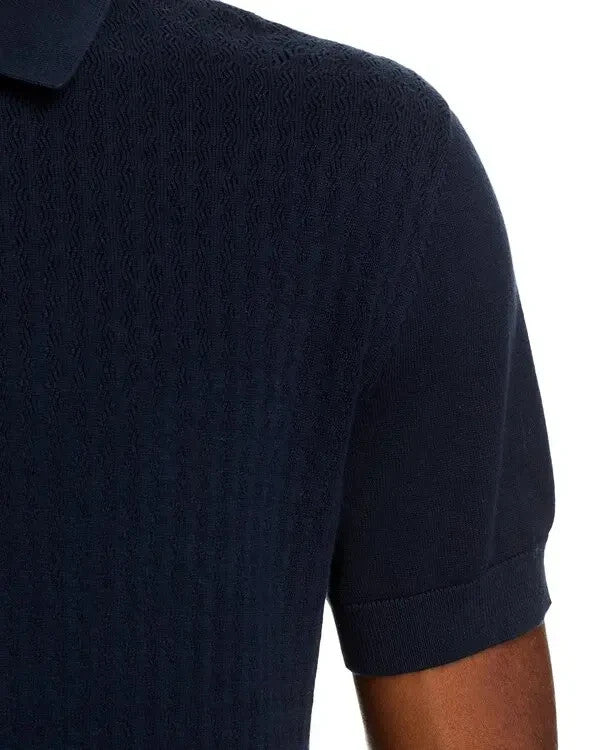 The Men's Store Pointelle Short Sleeve Sweater Polo MSRP $108