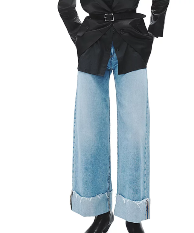 rag & bone Sofie High Rise Wide Leg Cuffed Jeans MSRP $268