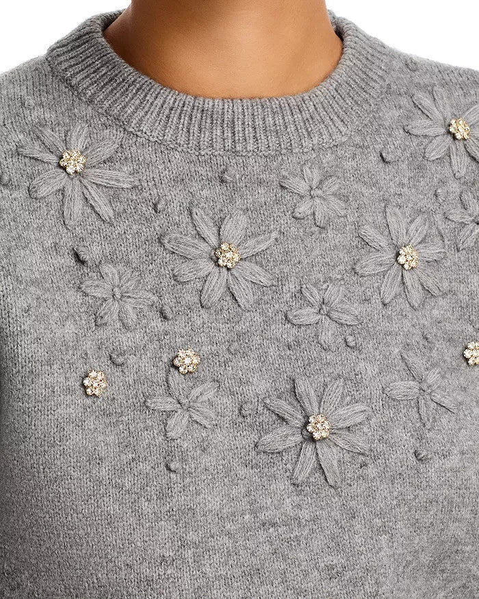 Stellah Floral Embroidered Sweater MSRP $155