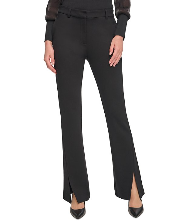 DKNY Women's Mid Rise Split-Cuff Flare Leg Pants MSRP $99