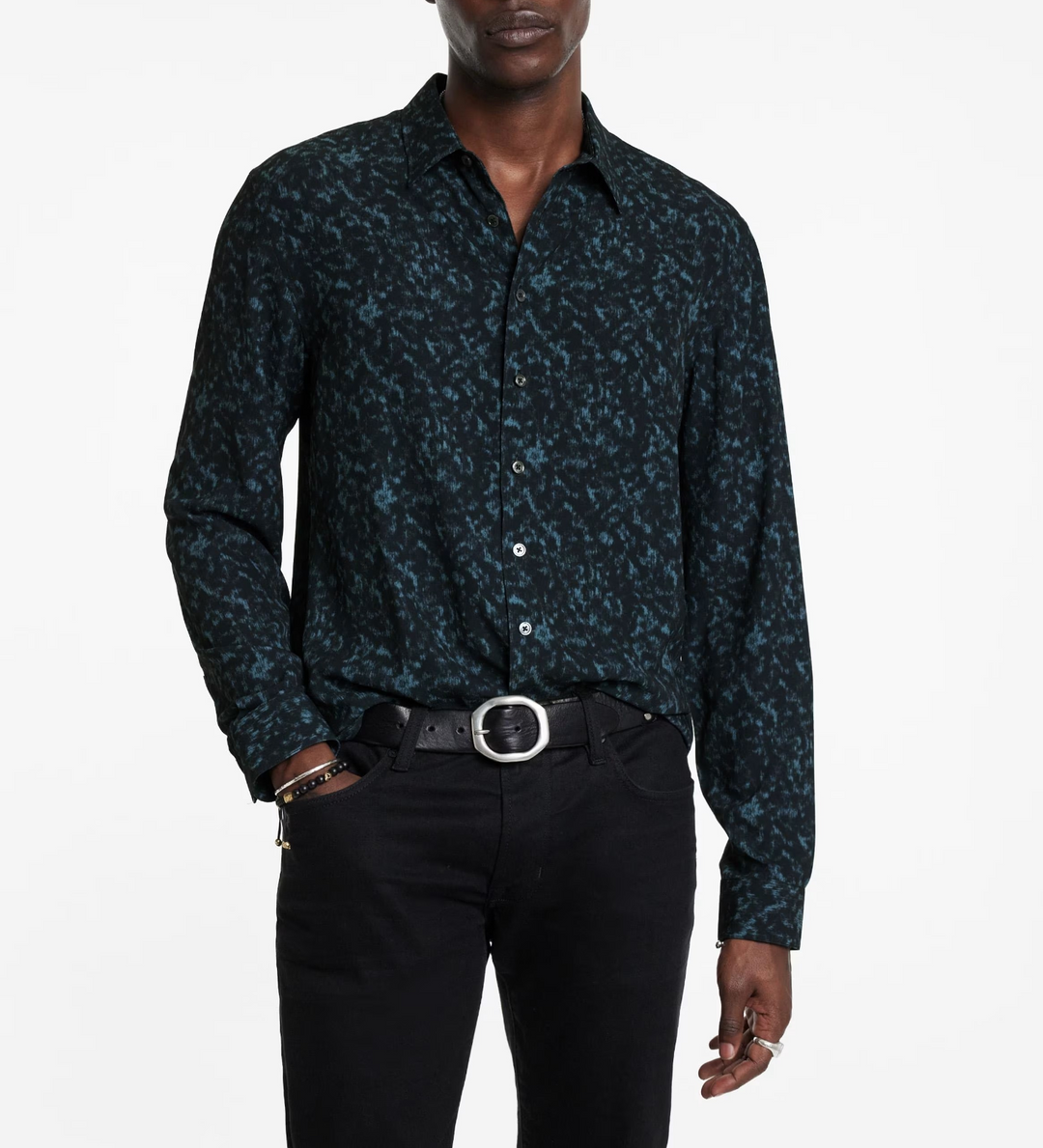 John Varvatos Tara Regular Fit Print Shirt MSRP $348