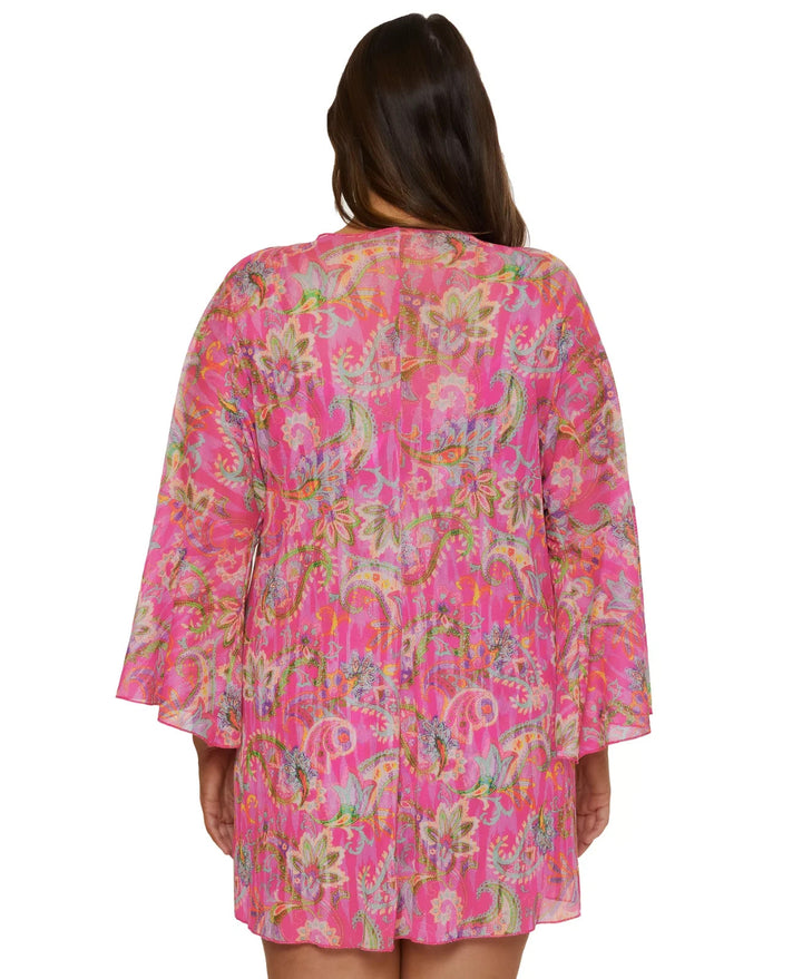 Becca ETC Plus Size Polynesia Tie-Front Tunic Swim Cover-Up MSRP $98