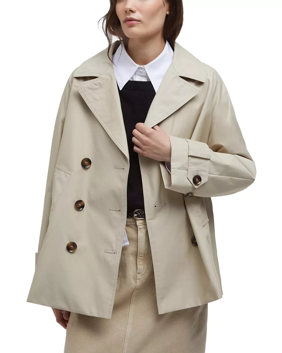 Barbour Women's Maisy Short Double-Breasted Trench Coat MSRP $360