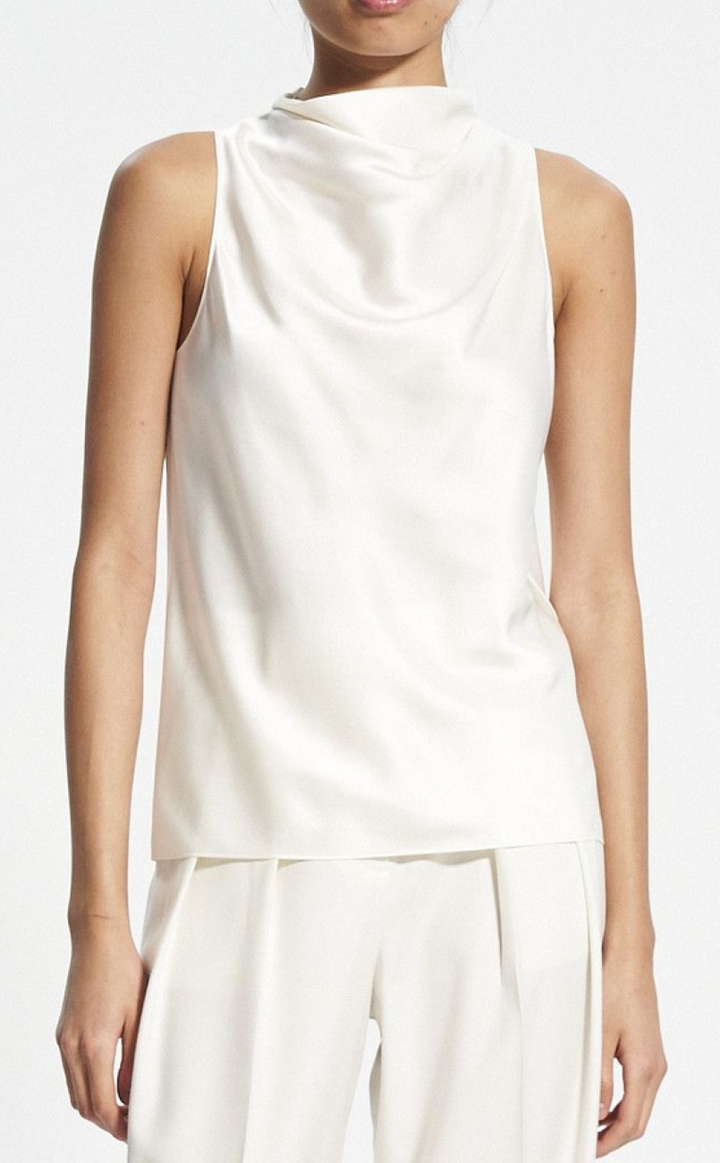Theory Satin High Cowl Neck Top MSRP $265