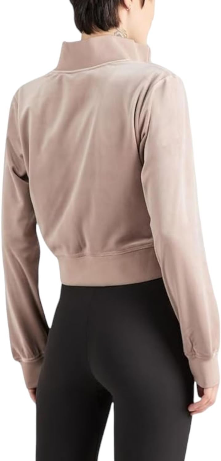 GUESS Women's Couture Embellished Full-Zip Cropped Sweatshirt MSRP $79