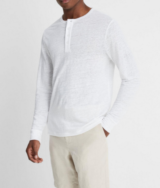 Vince Long Sleeve Linen Henley MSRP $195