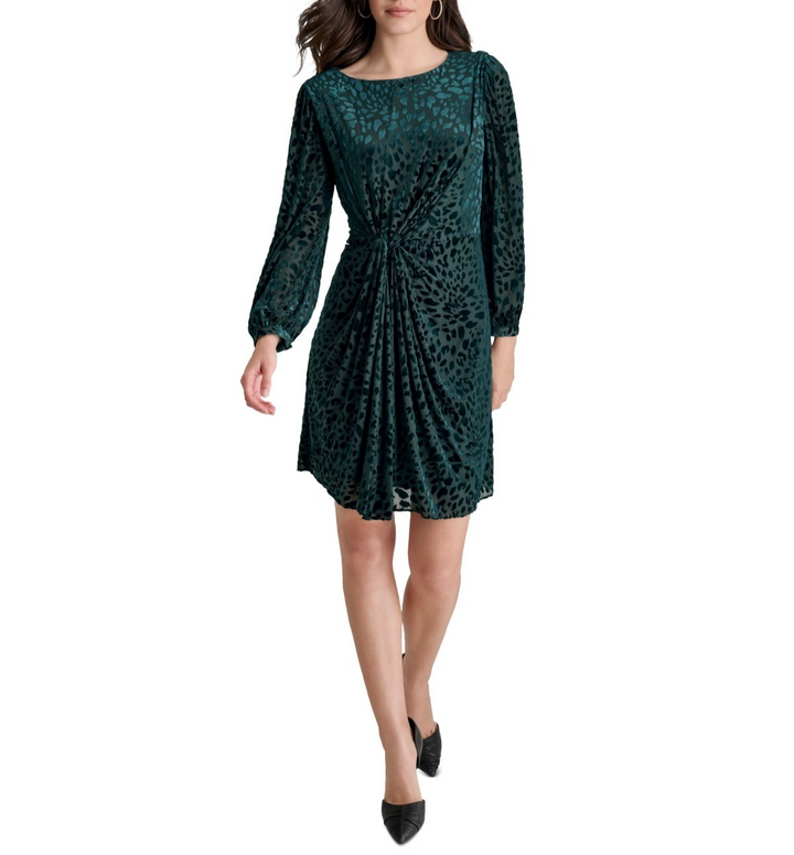 Dkny Boat-Neck Long-Sleeve Twist-Front Dress MSRP $134