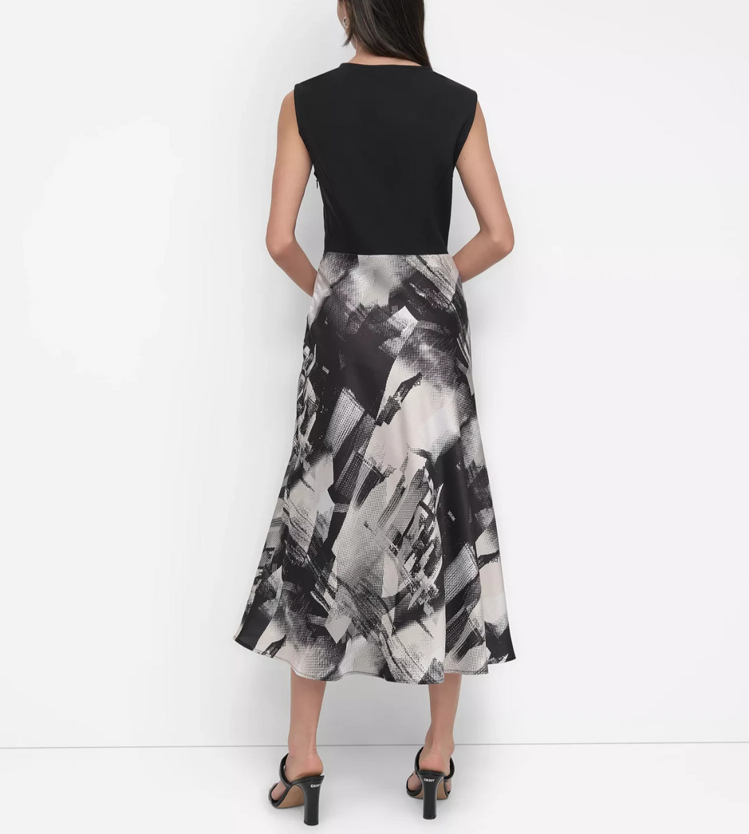 DKNY Women's Sleeveless Mixed-Media Midi Dress MSRP $129