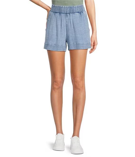 Faherty Dream Organic Cotton Mid Rise Pull-On Gauze Shorts MSRP $88