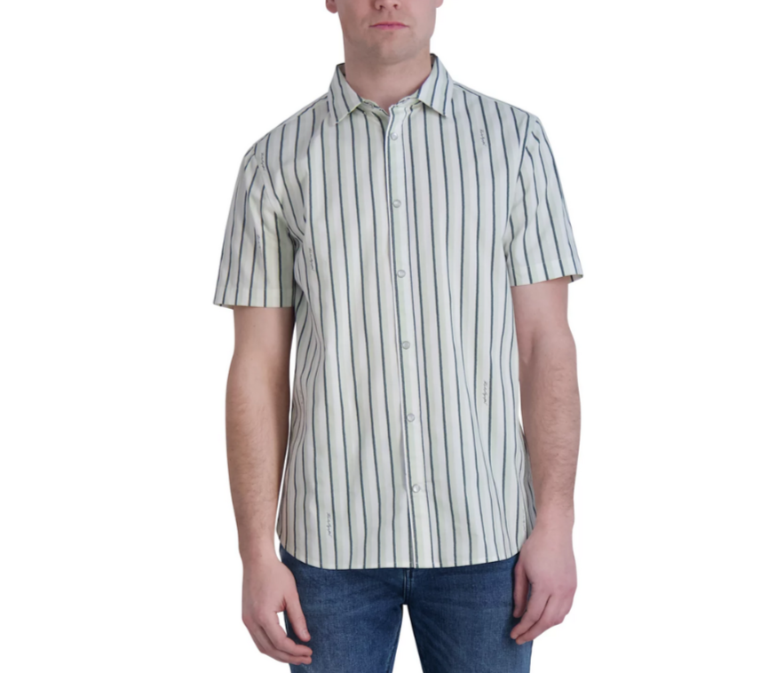 KARL LAGERFELD PARIS Woven Stripe Shirt MSRP $99