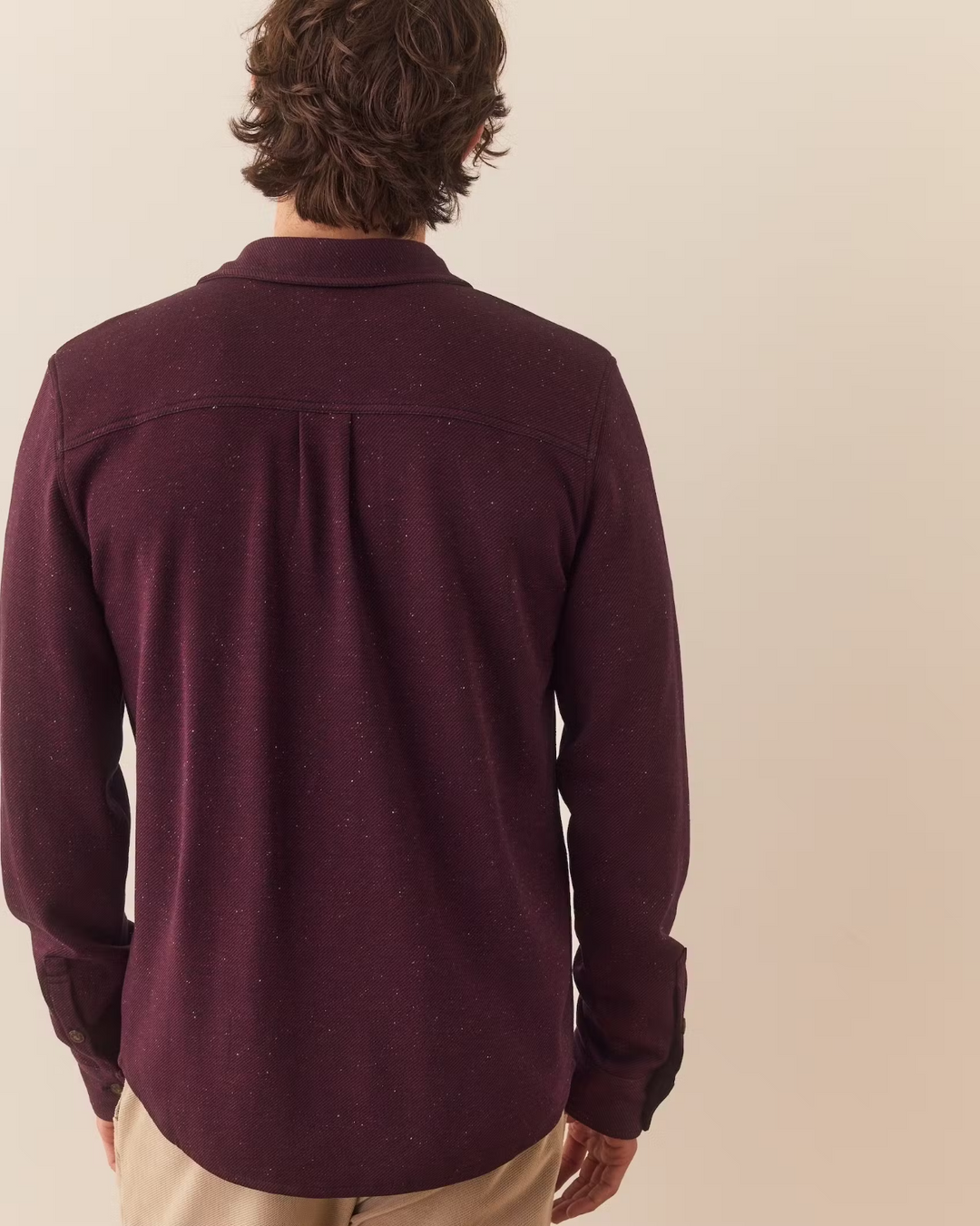 Marine Layer Pacifica Regular Fit Twill Shirt burgundy MSRP $138