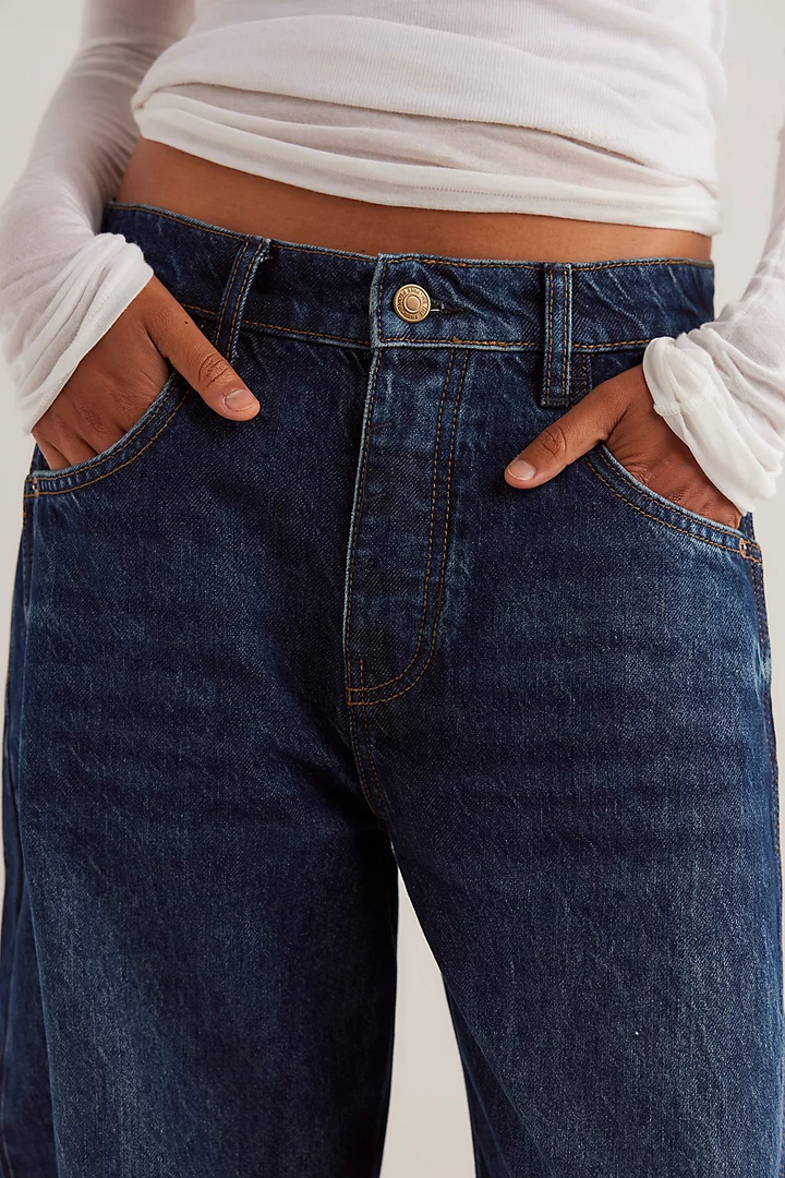 Free People We The Free Good Luck Mid Rise Barrel Jeans MSRP $98
