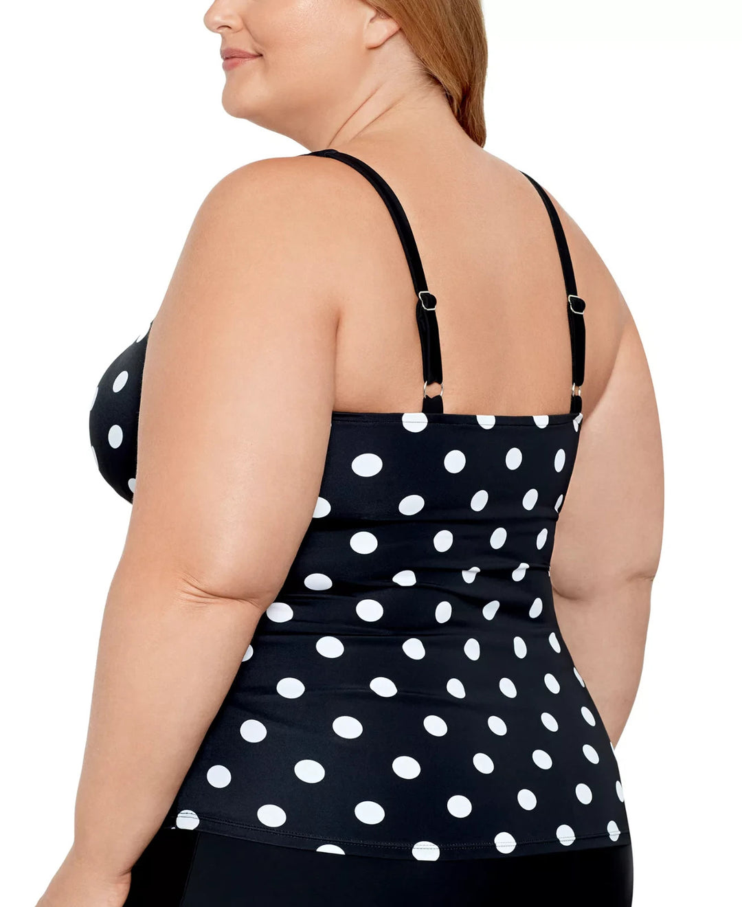 Swim Solutions V-Neck Polka Dot Tankini Top MSRP $84