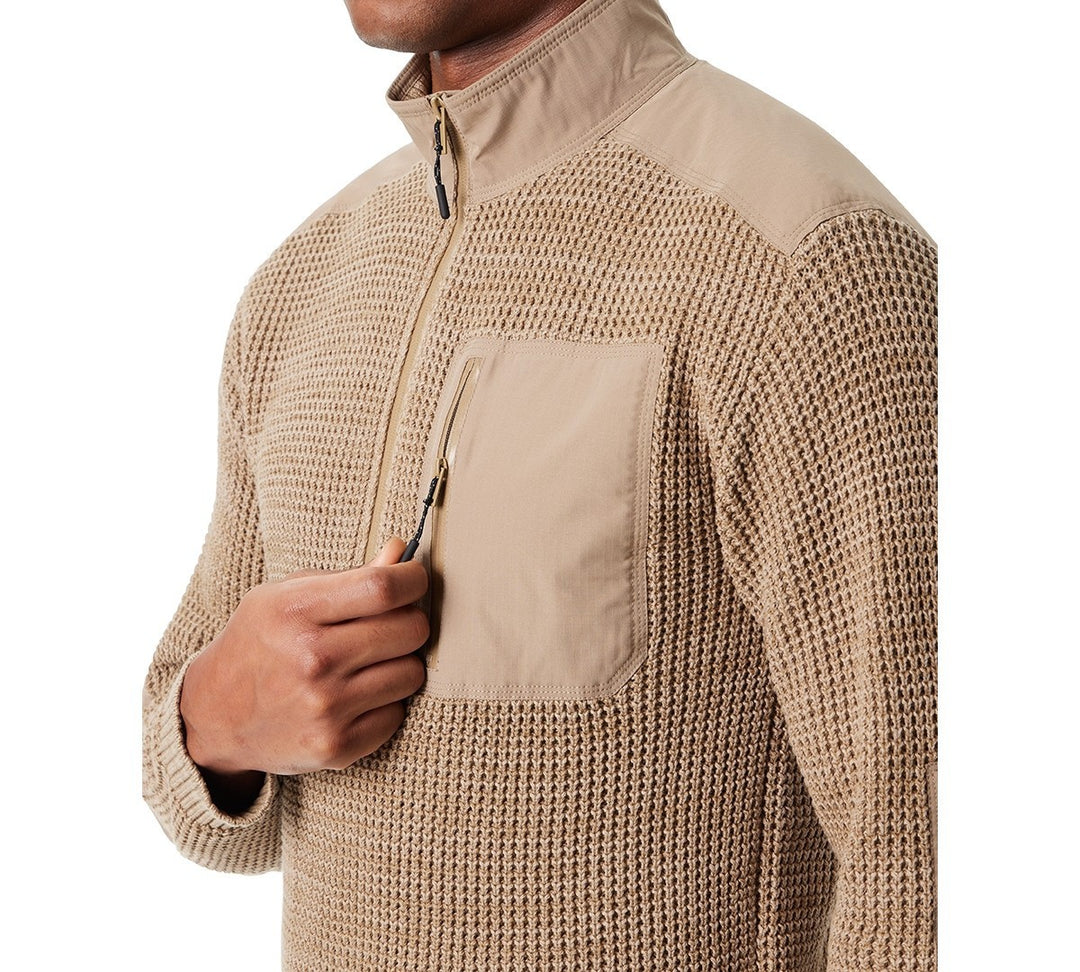 BASS OUTDOOR Quarter-Zip Long Sleeve Pullover Patch Sweater MSRP $99