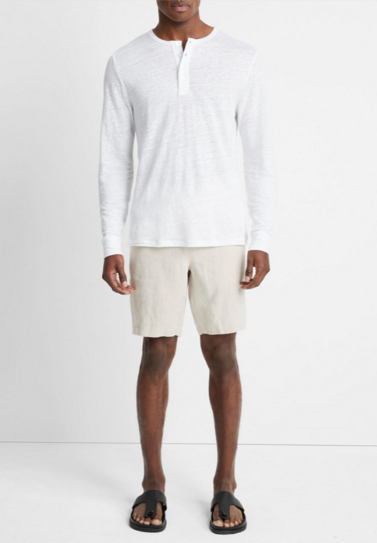 Vince Long Sleeve Linen Henley MSRP $195