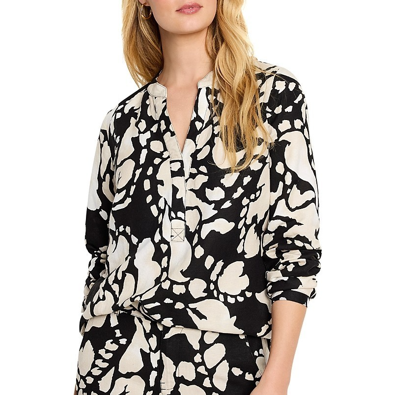 NIC+ZOE Evening Petal Linen-Blend Woven Shirt MSRP $158