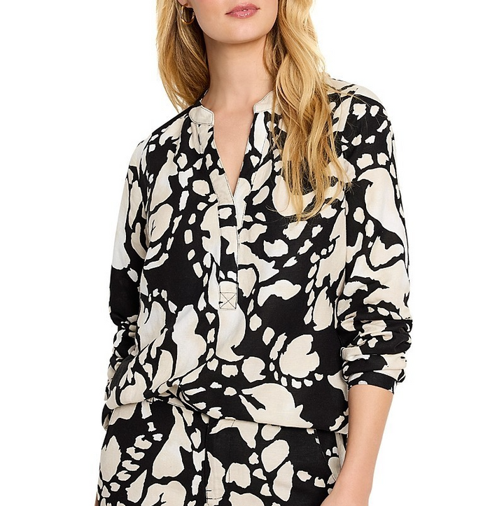 NIC+ZOE Evening Petal Linen-Blend Woven Shirt MSRP $158