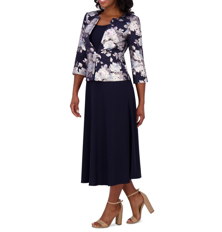 Jessica Howard 2.Pc Floral-Print Jacket & Sleeveless Midi Dress MSRP $169