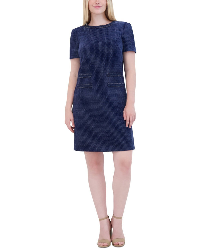 Eliza J Women's Braided Trim Boucle Shift Dress MSRP $158