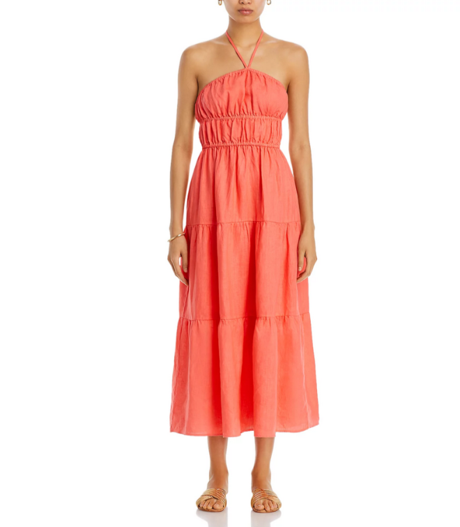 Bella Dahl Linen Halter Midi Dress MSRP $216