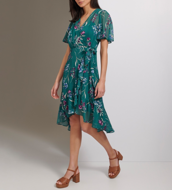 Calvin Klein Chiffon Floral Midi Women's Dress MSRP $129